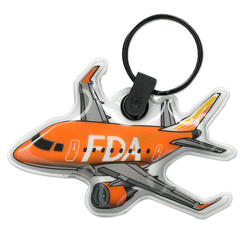 FDA 飛行機LEDライトキーホルダー（オレンジ）